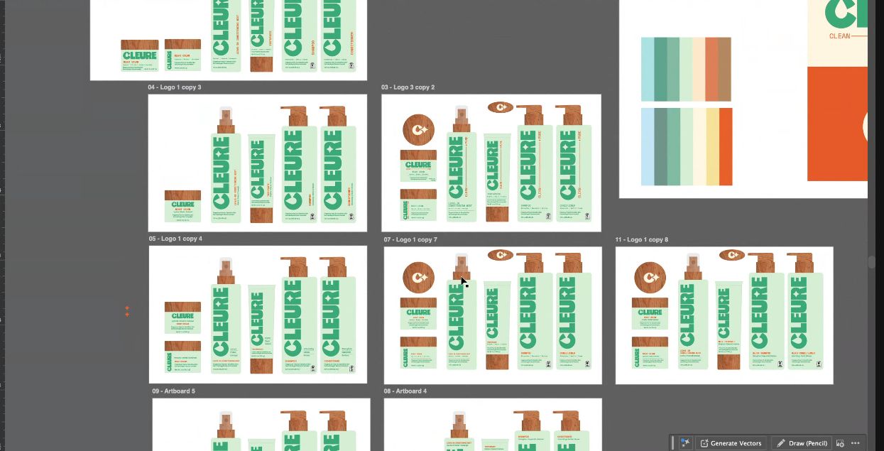 Cleure: Logomark explorations and line architecture