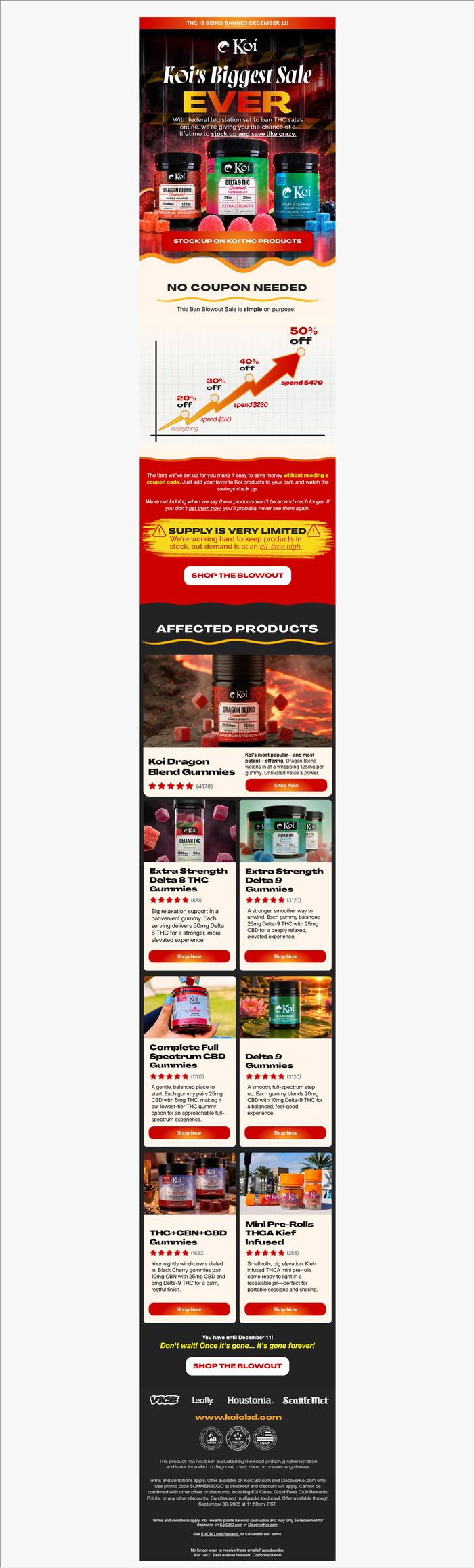 Koi CBD: Ban Blowout, email 1